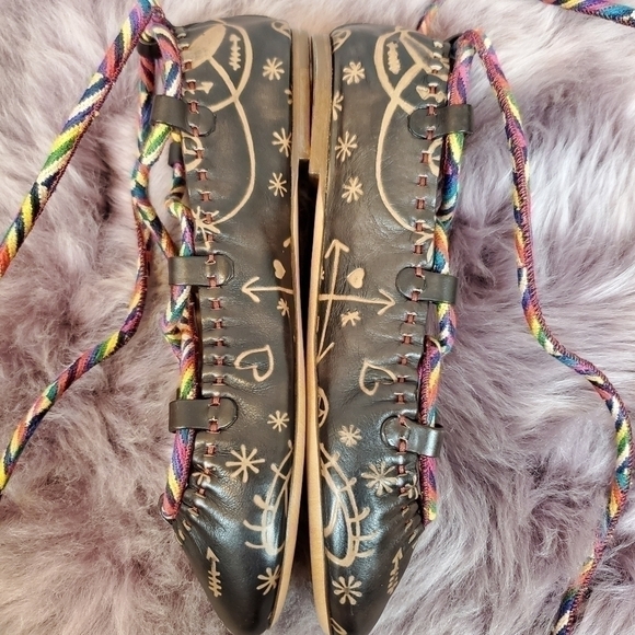 VALENTINO leather printed tie ballerina flat sz. 6 - Picture 12 of 13